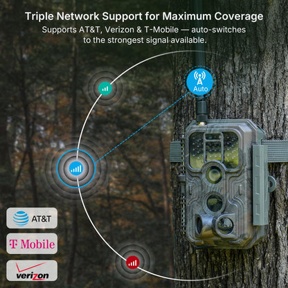 Meidase S950 Cellular Trail Camera, Shared Data Plans, 4G LTE for AT&T/Verizon/T-Mobile, App Control, 48MP Photo, 1296P Video, Night Vision, Camera Sharing, for Wildlife
