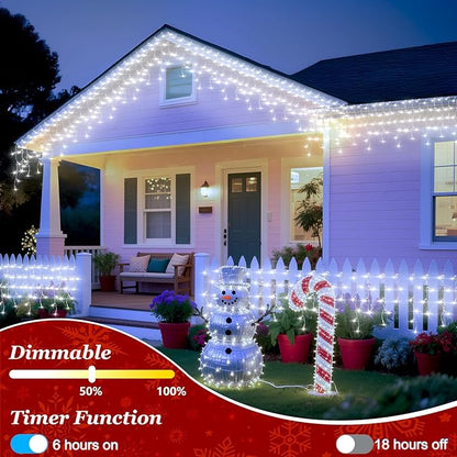 504 LED Fairy lights for Bedroom, 50ft Christmas Window Lights with 112 Drops 12 Modes, Dimmable Curtain Lights, String Lights Indoor Outdoor for Holiday Wedding Party Home Decorations, Cool White
