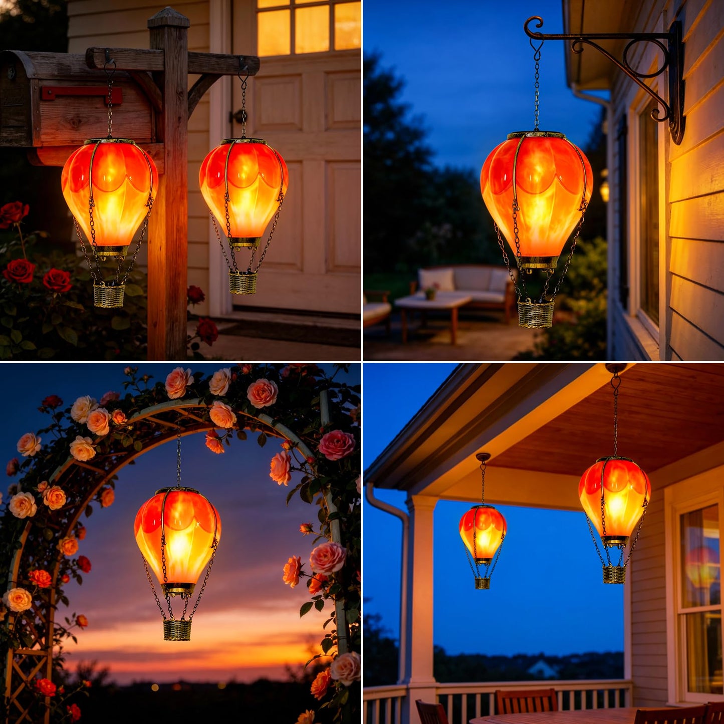 Hot Air Balloon Solar Lantern Outdoor Waterproof, Solar Powered Light for Garden Patio Yard Pathway Porch, Gift for Mom Grandma Women – Pink (1 Pack)