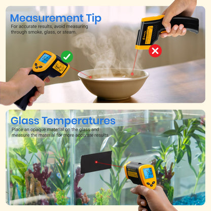 Etekcity Infrared Thermometer Laser Temperature Gun 774, Meat Food Candy Oven Thermometer for Griddle Accessories, Heat Gun for Cooking Refrigerator Tools, Yellow
