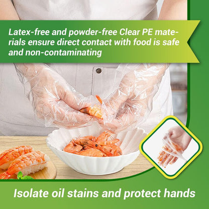 GENERALCARE Disposable Plastic Gloves Food Handling Service Gloves Disposable For Cooking (100PCS, universal)