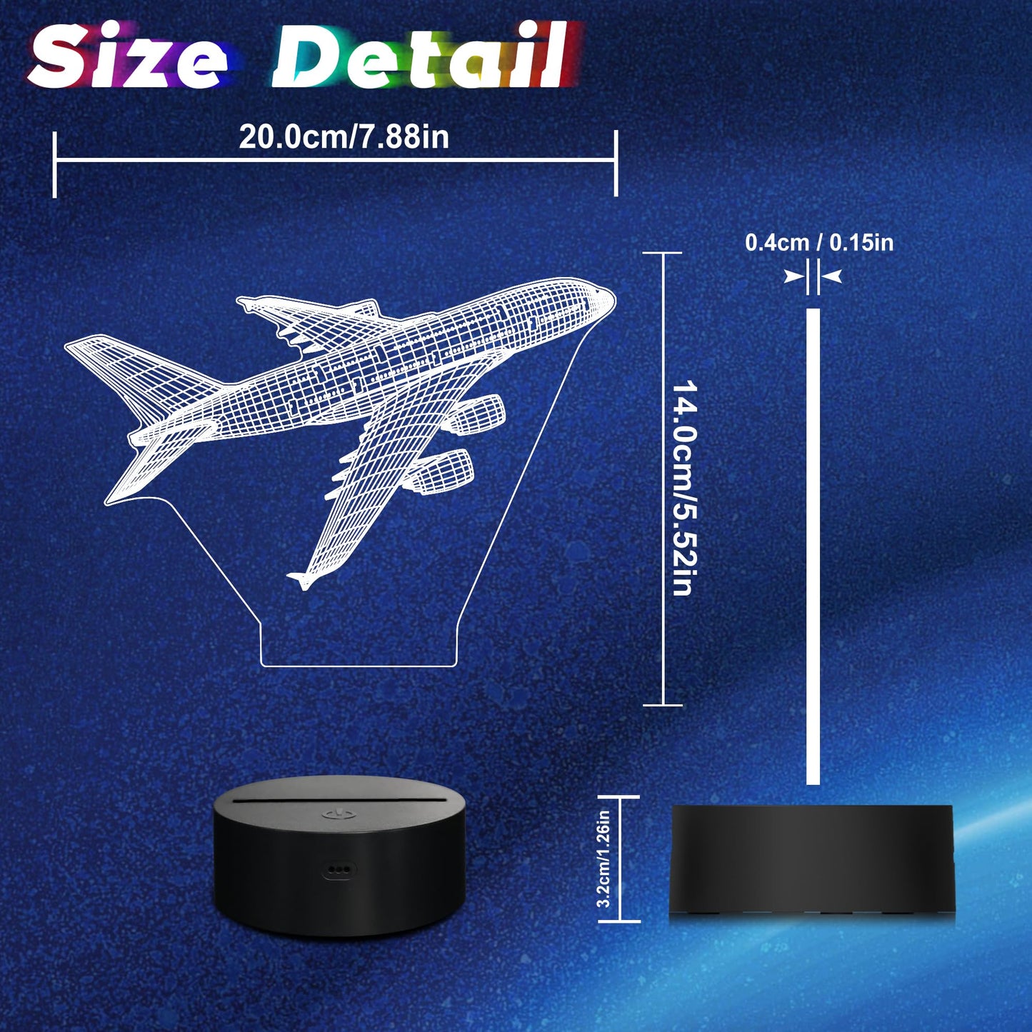 CoolGift Mart Airplane Night Light, 3D LED Optical Illusion Airplane Lamp with Remote Control and Timer, Christmas and Birthday Airplane Gifts for Men Boys Kids