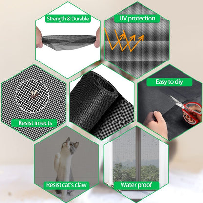 QWR Pet Proof Window Screen Replacement Kit, 39"x118" Durable High Hardness Screen Mesh Replacement Window Screens Repair Kit for Sliding Screen Door,Patio and Windows.(Folded Package with Tool Kit)