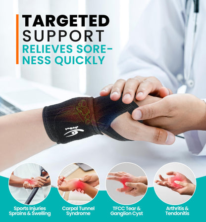 HiRui Wrist Wraps 2-Pack, Adjustable Breathable Wrist Support Brace for Men & Women – Pain Relief for Carpal Tunnel Syndrome, Tendonitis, Arthritis, Sports, Workouts – Fits Left & Right Hand (Black)