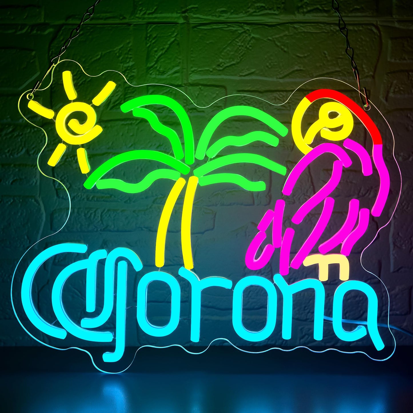 Parrot Palm Tree Neon Sign for Wall Decor Beer Neon Light for Man Cave Bar LED Light Up Sign for Home Bar Club Restaurant Summer Beach Party Birthday Gift Christmas Art Size 11.6 * 14.2In(ZYLD282)