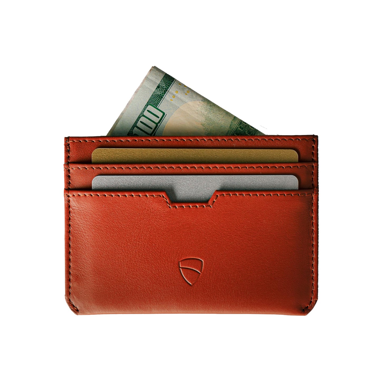 Vaultskin MOORGATE Slim Card Holder – Minimalist Leather Wallet with RFID Blocking, Front Pocket Credit Card Case for Men & Women (Chestnut Brown)