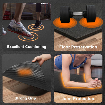 Large Workout Mat 6'x2' & 6'x4' - Home Gym Flooring for Weightlifting, Jump Rope, MMA, Yoga, Cardio, Stretch, Plyo, HIIT - Shoe-Friendly