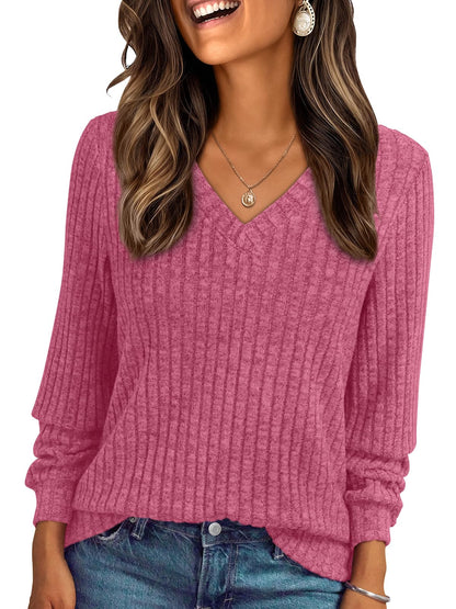 AUTOMET Womens V Neck Long Sleeve Shirt Fall Fashion Tops Tunic Dressy Casual Sweater Clothes Cute Trendy Work Outfits 2025