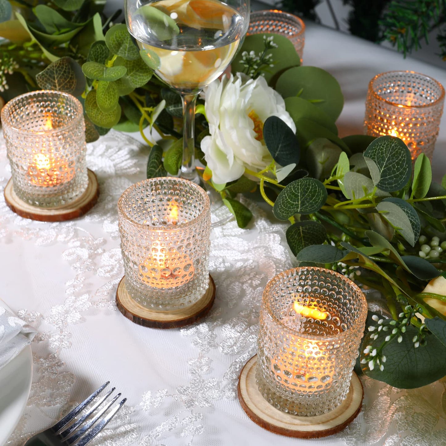 12 Pcs Clear Glass Tea Light Candle Holder, Votive Candle Holders Bulk for Wedding Table Decor & Christmas Thanksgiving（Clear,12）