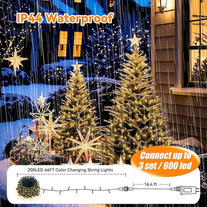 LitHome 66FT 200 LED Color Changing Christmas String Lights Outdoor, 35 Colors 9 Modes RGB Christmas Lights with Remote, Connectable Led String Light Plug in for Xmas Tree Indoor Holiday Party Decor