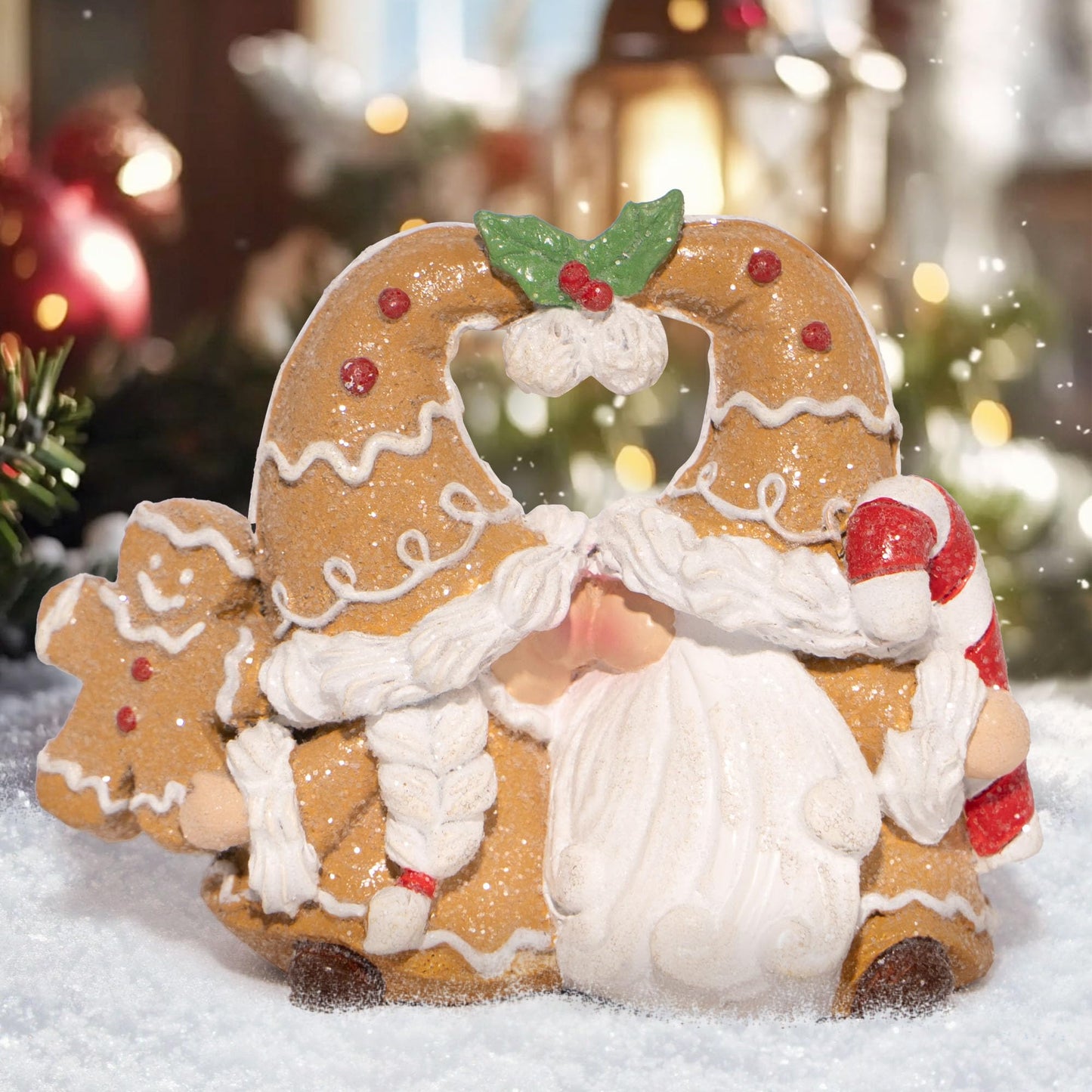 Hodao Christmas Gingerbread Gnome Decoration Xmas Elf Figurines Winter Decor Handmade Scandinavian Tomte Gnome for Xmas Decor Gingerbread Gifts - Christmas Day Party Home Decor