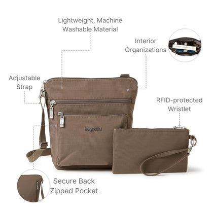 Baggallini Pocket Crossbody Bags for Women 8x8 Small Lightweight Durable Water-resistant Travel Purse W/Rfid