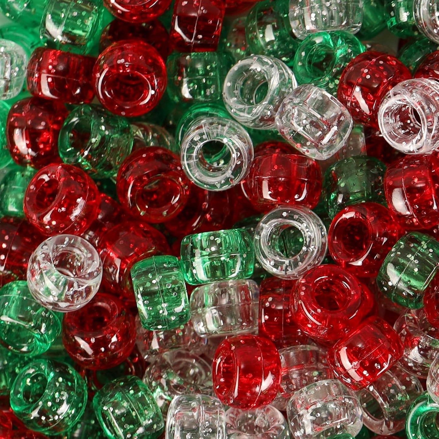 Christmas Beads 2400 Pcs，Christmas Pony Beads,Glitter Pony Bead Bulk for Necklace Bracelets Earrings Jewelry Making Party Decoration Supplies DIY Craft