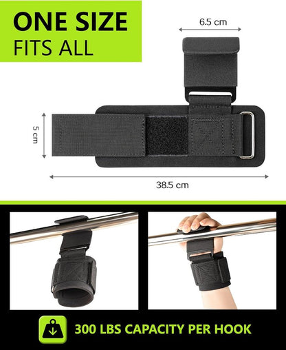 Weight Lifting Hooks - Heavy Duty Wrist Straps for Deadlifts & Pull-Ups | 600 Lbs Capacity with Thick Padding
