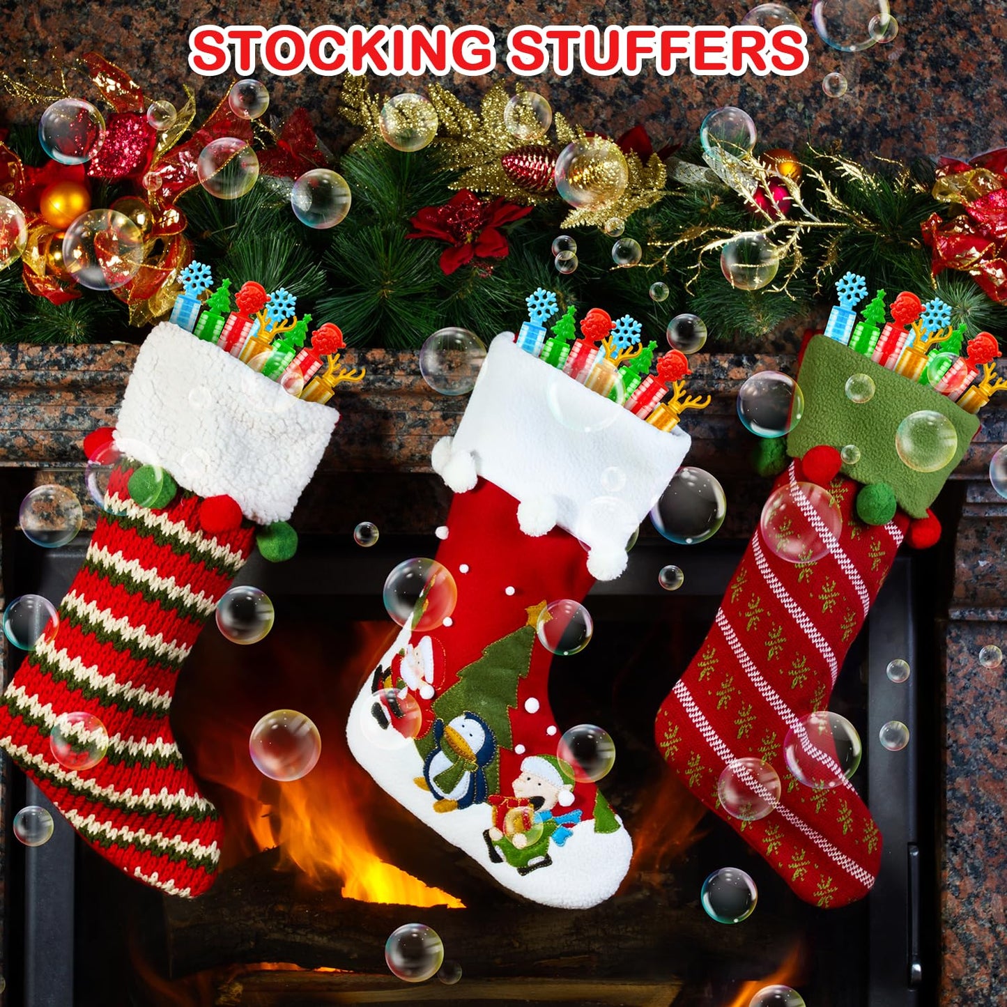 Bulk Christmas Giveaways for Kids 200 Pack,Party Favors Supplies Goody Bags Stocking Stuffers,Mini Bubbles Wand Toys Gifts for Toddlers,School Classroom Daycare Prizes Treats Trinkets for Students