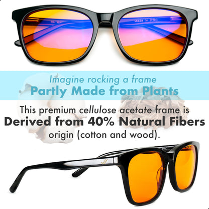 XL Orange Blue Light Blocking Glasses for Better Sleep - 99.5% Premium Acetate Computer Migraine Glasses for Men - Amber Tint Gaming Glasses - TV Blue Light Blockers Gamer Glasses for Eye Strain