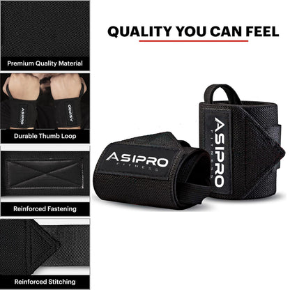 ASIPRO Wrist Straps for Weightlifting Men & Women Wrist Wraps for Weightlifting Muñequeras para Gym Weight Lifting Wrist Wraps for Bench Press Gym Wrist Straps Gym Wrist Support for Working Out