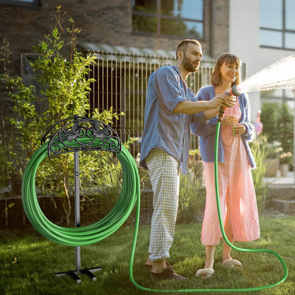 Keten Garden Hose Holder, Detachable Metal Water Hose Holder Stand, Heavy Duty Freestanding Garden Hose Reel Rack and Hose Storage Organizer for Outside Yard