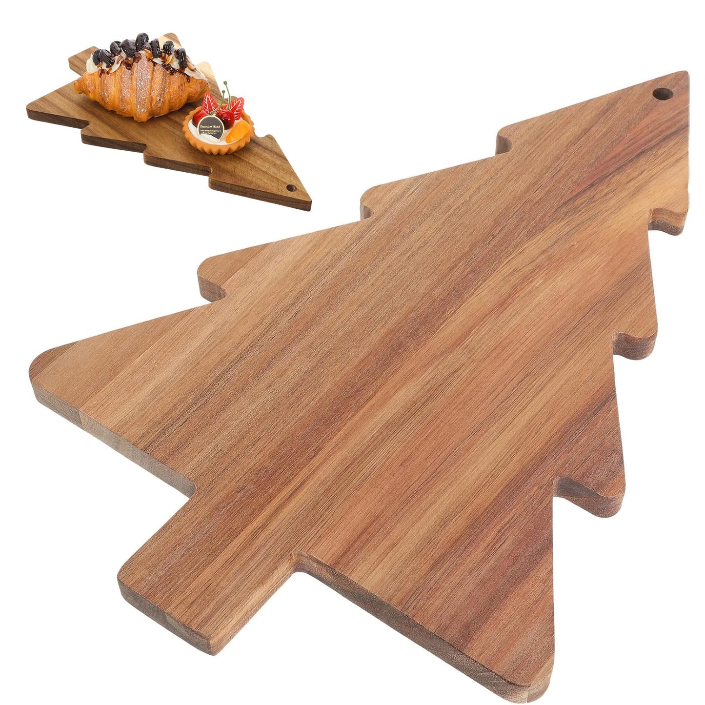iplusmile 15" Christmas Tree Charcuterie Board, Acacia Wood Cutting Board & Serving Tray Set for Cheese, Meat, Fruit, Holiday Kitchen Decor & Party Appetizer Platter