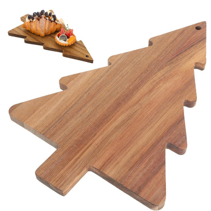 iplusmile 15" Christmas Tree Charcuterie Board, Acacia Wood Cutting Board & Serving Tray Set for Cheese, Meat, Fruit, Holiday Kitchen Decor & Party Appetizer Platter