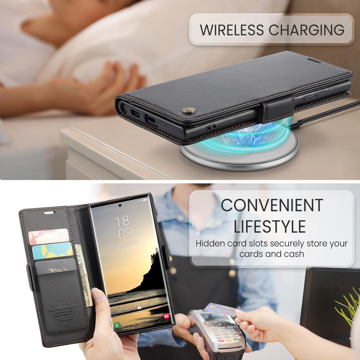 SINIANL for Samsung Galaxy S25 Ultra Wallet Case with RFID Blocking, S25 Ultra Case Wallet for Men Women with Card Holder Magnetic Clasp Kickstand Leather Book Folio Case for Galaxy S25 Ultra Black