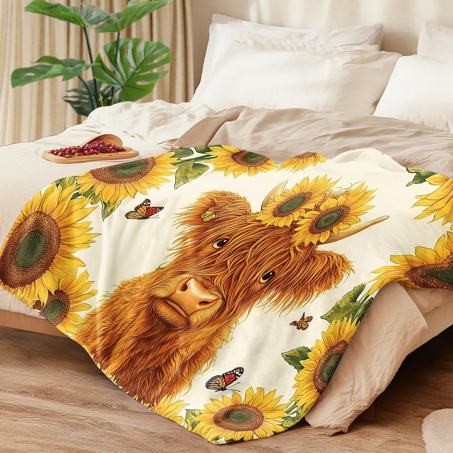 Highland Cow Blanket Cow Throw Blanket Super Soft Plush Flannel Bedding Gifts for Boys Girls Men Women Lovers Adults Stuff for Sofa Bed Room Decor 40"X50"