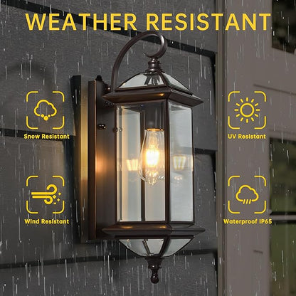 20''H Dusk to Dawn Sensor Outdoor Lighting Copper Large Porch Light Wall Mount with Tempered Glass Exterior Light Fixture for Garage,Porch,Patio,Oil-Rubbed Bronze,E26 Socket,1 Pack