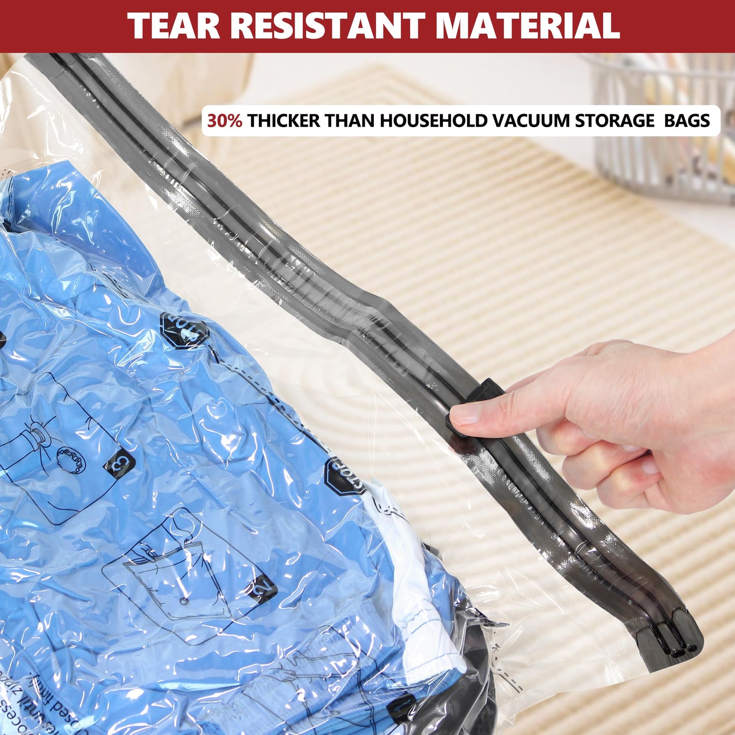 SUOCO Travel Vacuum Bags for Luggage with Portable Electric Pump, 8 Small Packing Seal Bags for Clothing Suitcase Backpack, Space Saver Compression Clothes Storage Bag