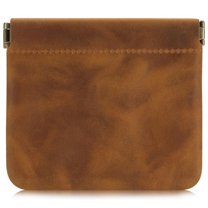 Jack&Chris Mini Coin Purse, Genuine Leather Small Coin Wallet, Leather Squeeze Coin Purse Pouch Change Holder For Men & Women, JC309