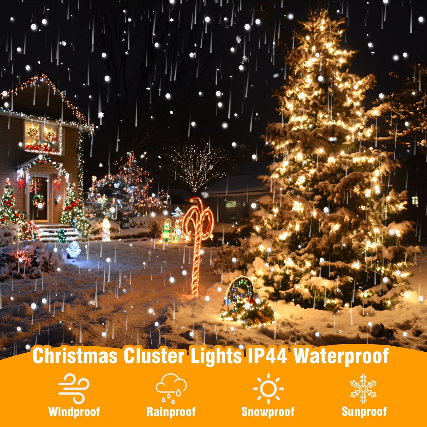 ASENEK Connectable Christmas String Lights 66FT 200 LED 8 Modes with Timer Decorative String Lights for Xmas Tree Patio Party Warm White