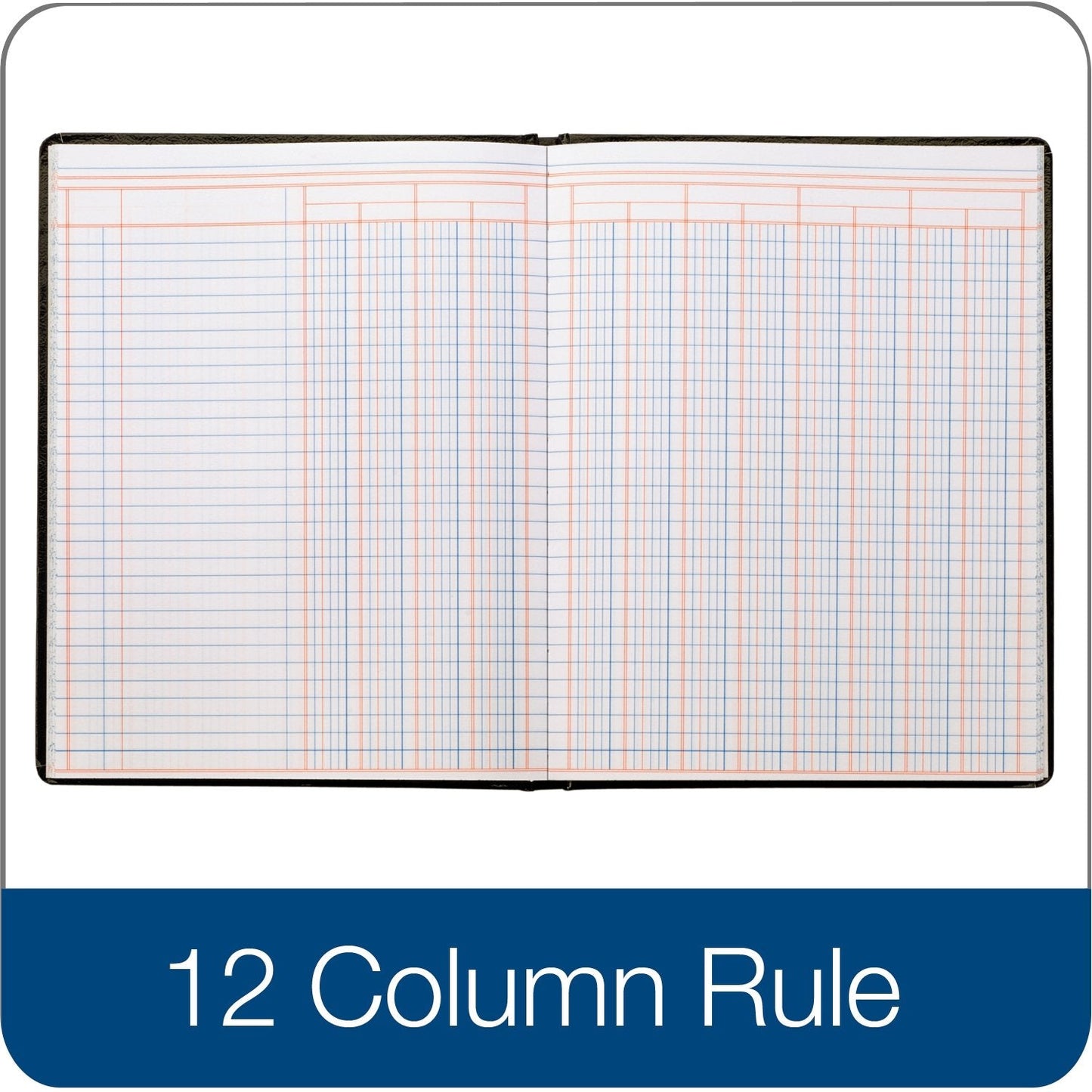Adams Account Book, 7 x 9.25 Inches, Black, 12-Columns, 80 Pages (ARB8012M)