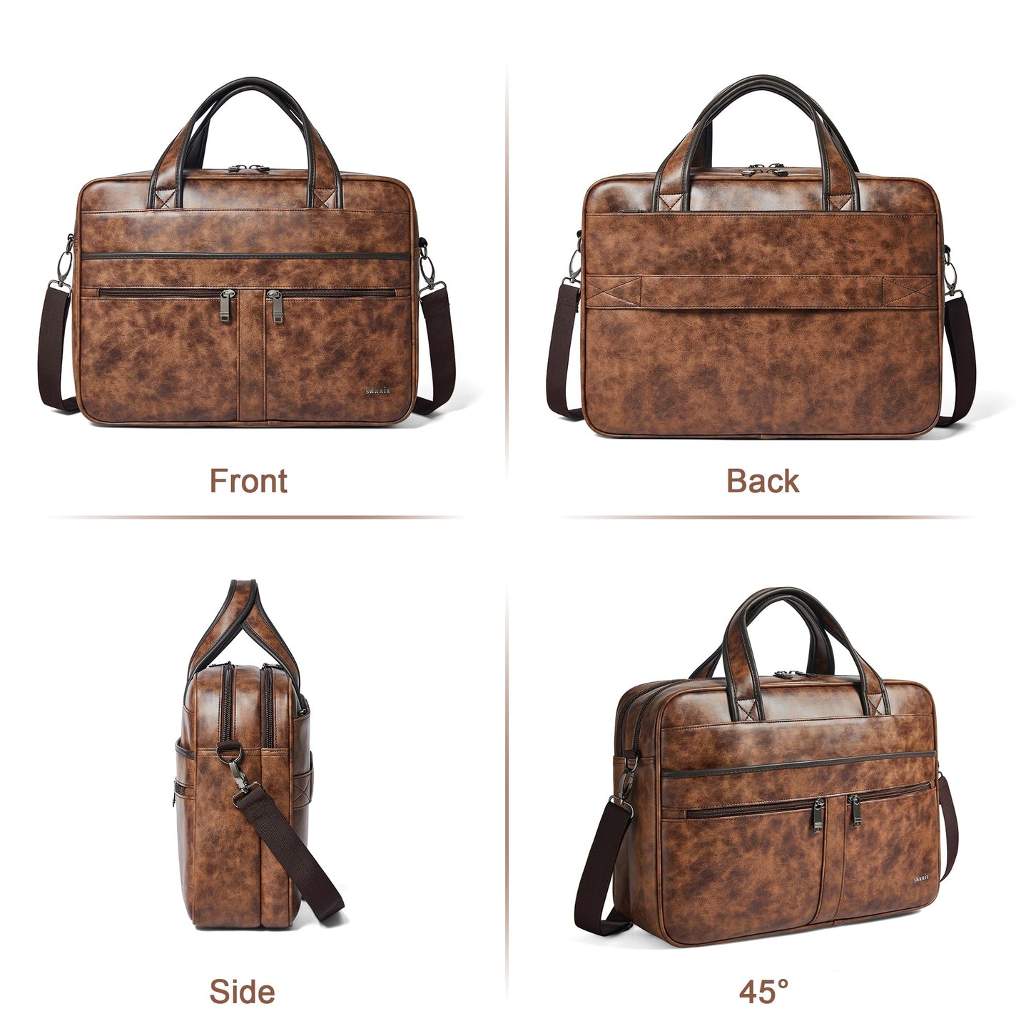Shrrie Leather Messenger Bag for Men and Women 16 inch Laptop Bag,Water-Resistant Retro Leather Briefcase for Men,Mens Satchel Bag Crossbody for Office,Business,Work