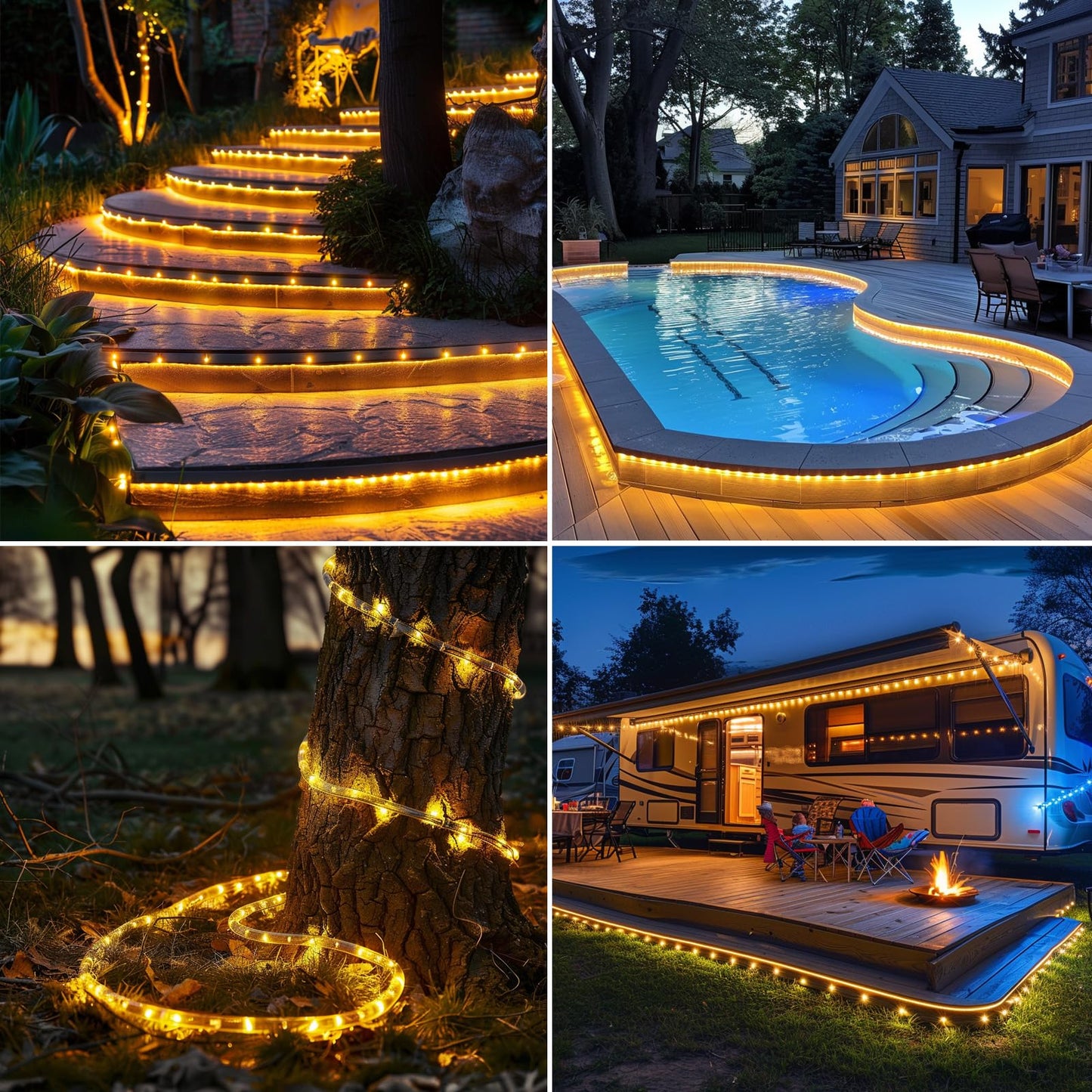 LairtPOW Solar Rope Lights with Remote for Palm Tree,39FT 100LEDs Outdoor Solar Strip Lights for Garden,IP67 Waterproof,USB Charging, Timing & 8 Modes Larger Tube Fairy Light for Christmas(Warm White)