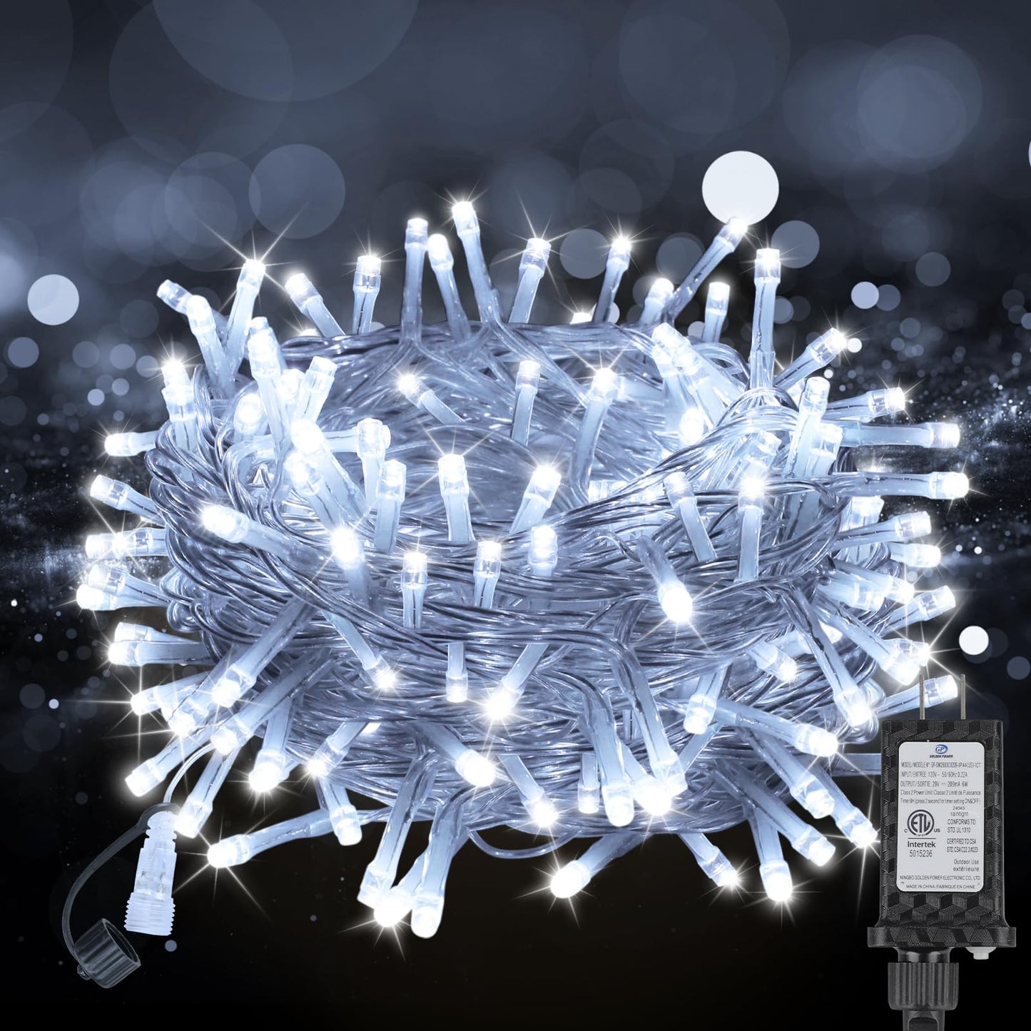 MGYIF 100FT 300 LED Christmas Lights Plug in,Cool White Waterproof Fairy Lights with Timer/8 Modes, Christmas Tree Lights Lighting Outdoor Indoor Garden Party Wedding Christmas Tree Decoration