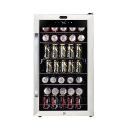 Whynter Beverage Refrigerator with Double-Layer Glass Door, 136-Can Drink Mini Fridge with Lock & Digital Control, BR-1211DS, 3.4 Cubic Feet, Stainless Steel
