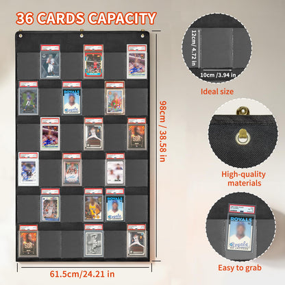 Throjin Card Display case 36 Pocket PAS Graded Card Display for Sports Card Holder for Basketball, Football, Baseball Cards wall Display
