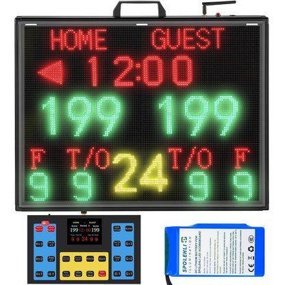 Matrix Display Large Electronic Scoreboard with Wireless LCD Touchscreen RF Controller - 26.4x20.5" Big Matrix Display, 100Ft Visibility, DC Battery, Flexible Control for Indoor/Outdoor Sports Games