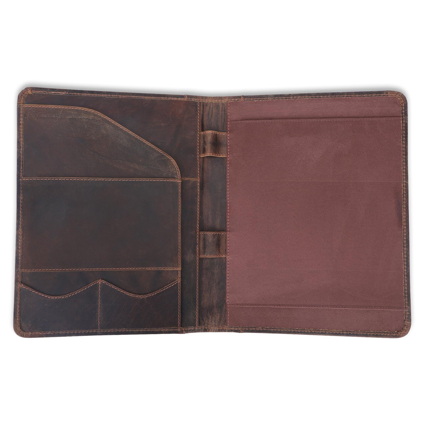 TheAntiq Leather Portfolio Organizer Professional Leather Padfolio for Men and Women A4 Document Folder Resume Holder Legal Pads 8.5 x 11 Padfolio Executive Writing Pad and Document Organizer Brown