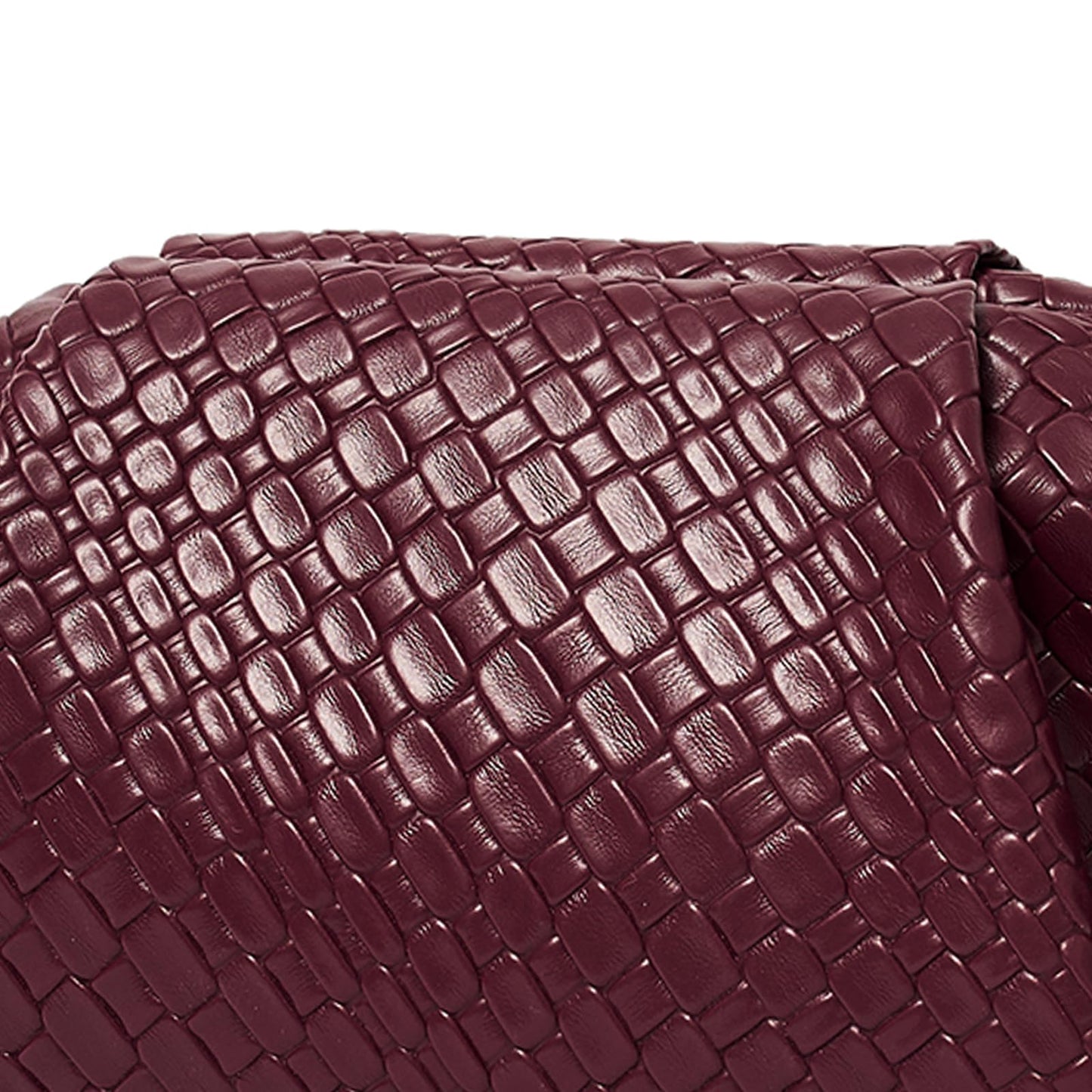 PHILOMENA Women's Woven Evening Bag Vegan Leather Clutch Purse Dumpling Ruched Bag Party Wedding Elegant Handbags (Wine Red)