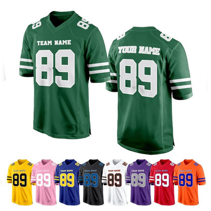 Green Custom Football Jersey for Women Men Team Clothing Name Number Jerseys Personalized Shirt Youth Kids Customized Football Uniform Fans Birthday Gift