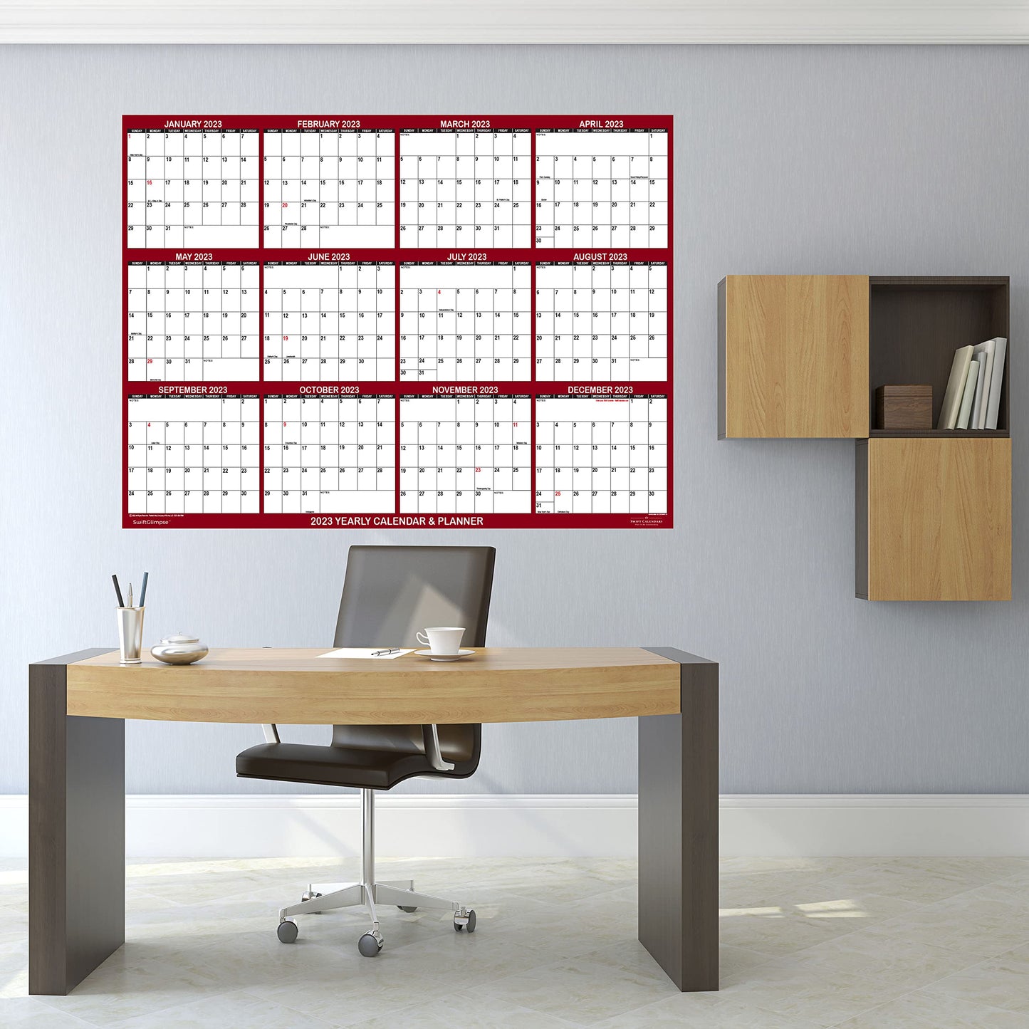 32" x 48" SwiftGlimpse 2026-2027 Academic Wall Calendar Dry Erase Erasable, XLarge, Wet & Dry Erase Laminated, Yearly Planner, JULY 2026 to JUNE 2027 ONLY