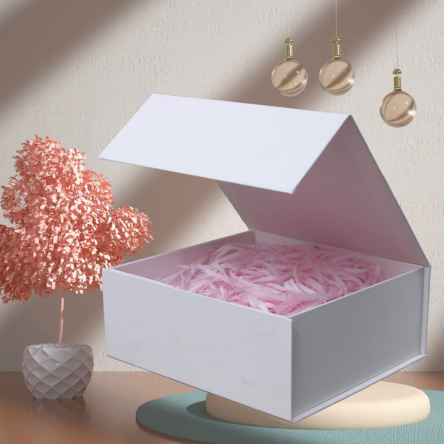 Rsgift White Gift Boxes with Lid,13.5x9x4 Inches,Magnetic Closure for Women - Wedding, Birthday, Graduation Packaging