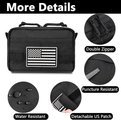 Belt Pouches for Men - Water Resistant Small Belt Bag with USA Flag Patch | EDC Organizer for Work & Travel