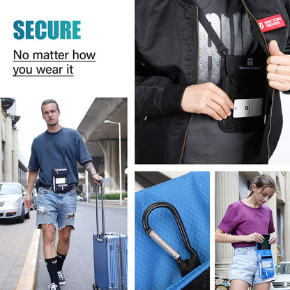 Peicees RFID Blocking Travel Neck Wallet for Men Women Family Passport Holder Lanyard Neck Pouch Slim Travel Document Holder