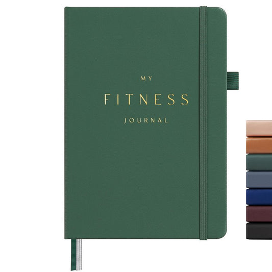 &And Per Se Workout and Food Journal – Fitness Journal with Daily Diet Tracker & Gym Exercise Log Book for Men & Women – Undated, A5 Size, Leather Hardcover (Forest Green)