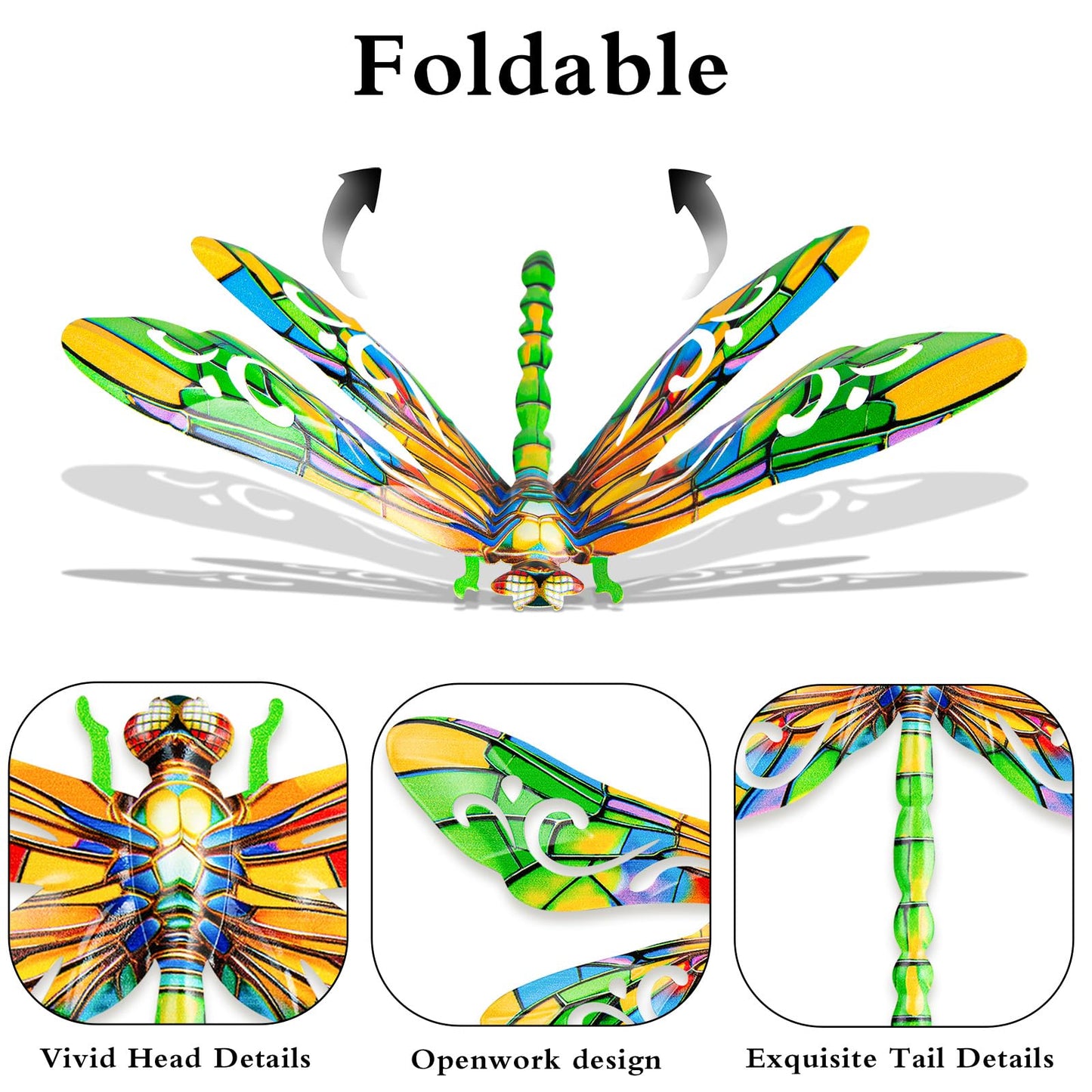 SUNREEK Metal Dragonfly Wall Decor, 12 Inches Dragonfly Outdoor Wall Art for Fence Garden Yard Patio Decorations