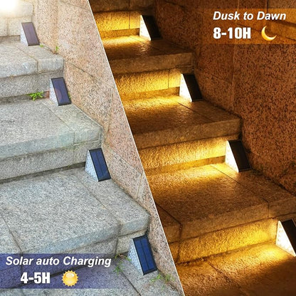 VOLISUN Solar Step Lights for Outside, Solar Stair Lights Outdoor Waterproof IP67, LED Outdoor Step Light, 80 Lumen, Deck Light for Outside Step, Front Porch and Patio(Black,16 Pack)