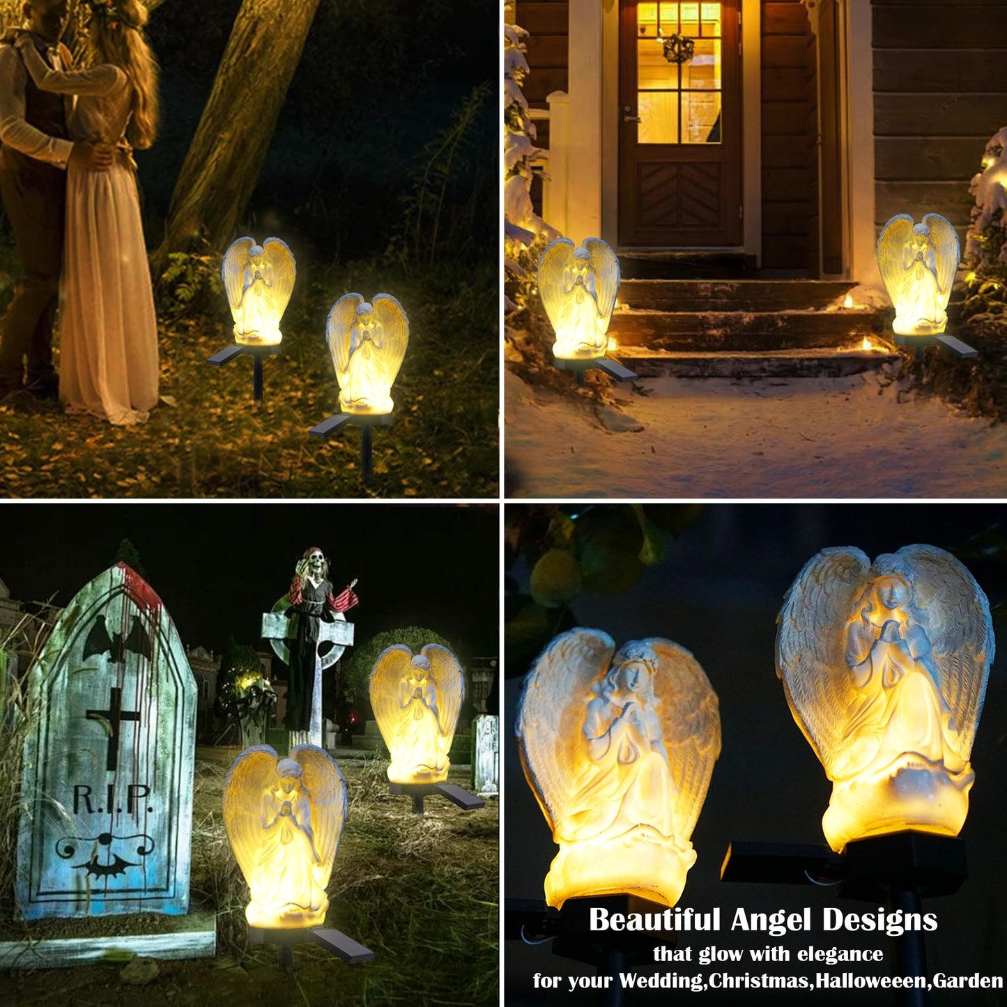 SunKite Angel Garden Solar LED Light Outdoor Waterproof Decorative Stake Lights for Yard Patio Pathway Lawn Ornaments Garden Decor Christian Christmas Decorations Gifts