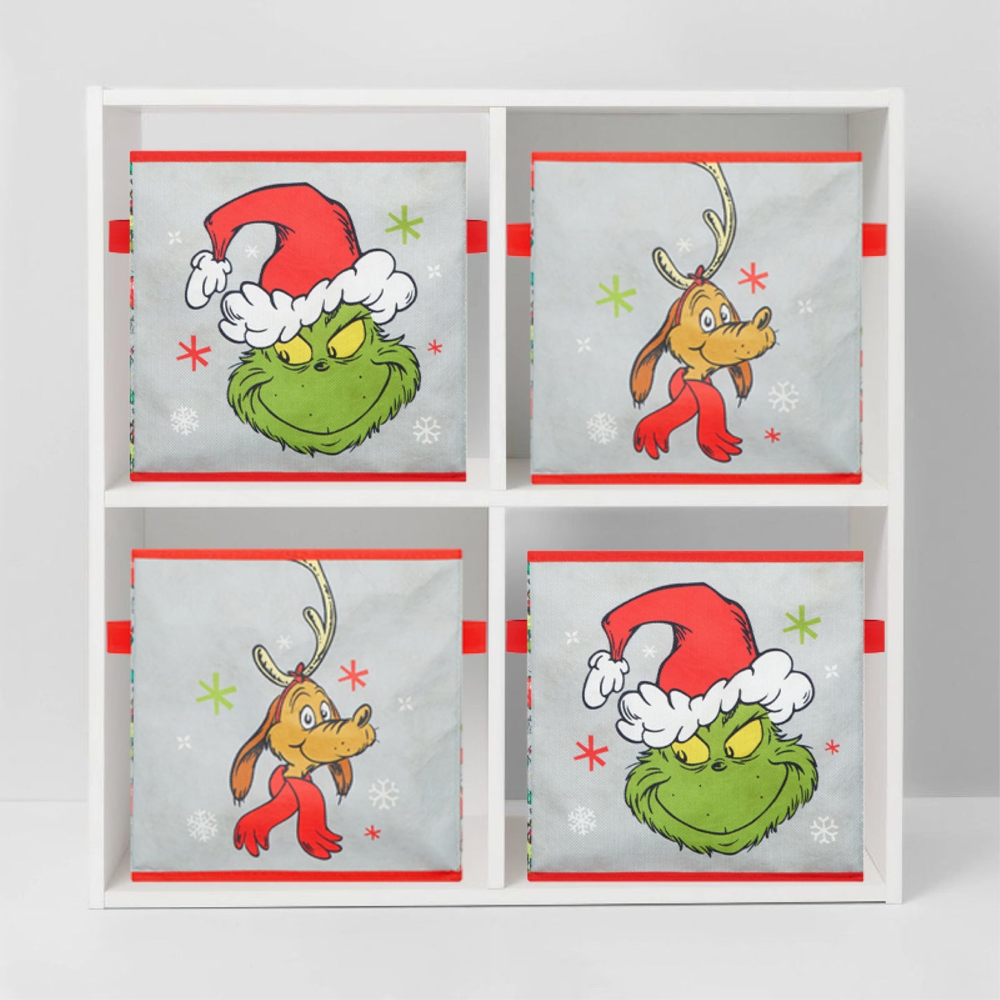 Idea Nuova Storage Cubes for Kids,2 Pack Collapsible Fabric Bins with Handles, Holiday Organizer Boxes for Bedroom, Playroom & Nursery, Festive Christmas Storage Baskets,Grinch Dr. Seuss