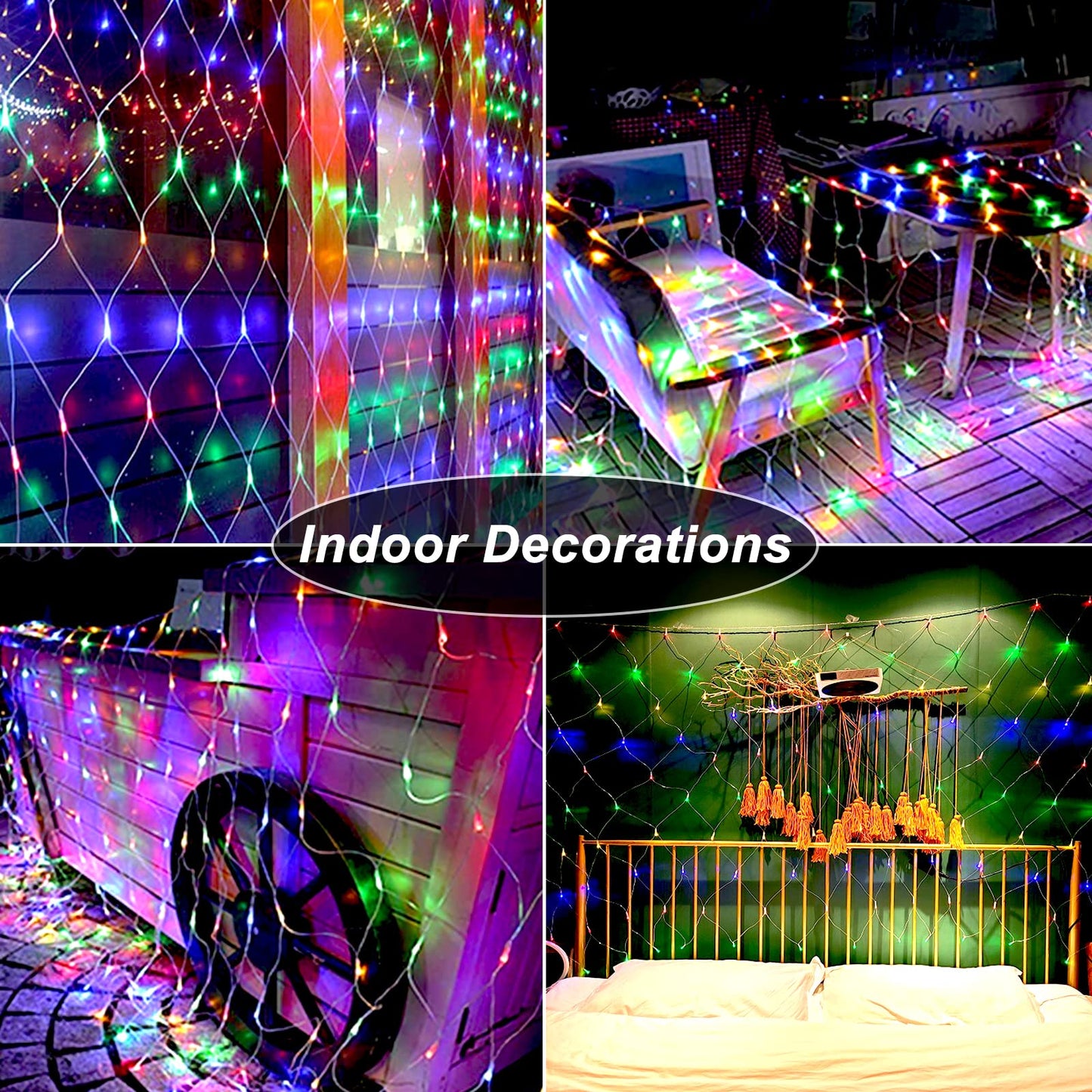 Hezbjiti Christmas Color Changing Net Lights 200 LED 9.8ft x 6.6ft String Lights with 11 Modes and Christmas Tree Fairy Light Hanging Lights for Background Lawn Outdoor (Warm White to Multi Color)